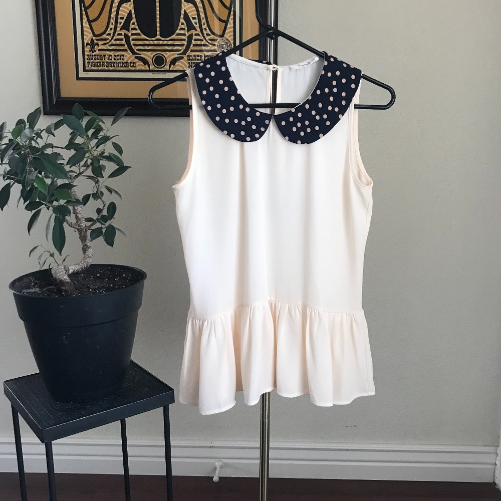 Free To Fly -|- Peter Pan Polkadot Collared Peplum